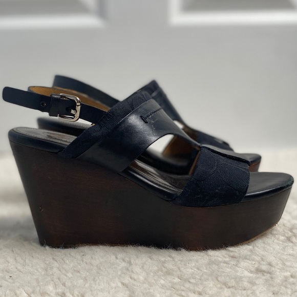 Coach Campbell Wedge Platform Logo Sandal Sz 6 Casual Simmer Classic Comfort - Picture 8 of 15